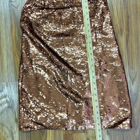 Y2K Vintage Bronze Sequin Mini Swing Dress XS S Holiday Cocktail clubwear NYE - Picture 7 of 8
